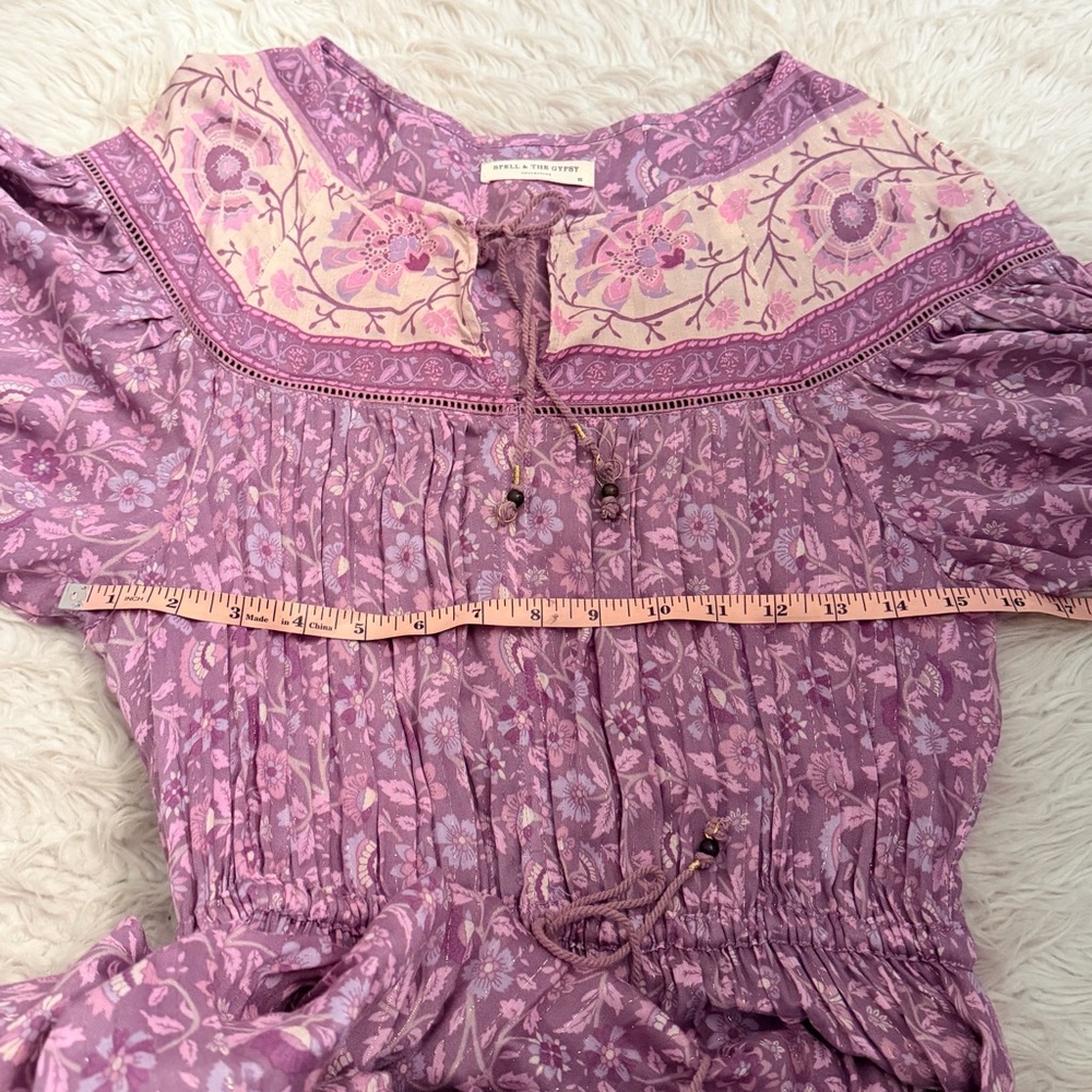 Spell Mauve Purple Bohemian Maxi Dress with Cream Trim - Picture 8 of 8